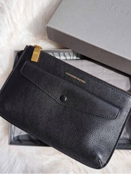 Alexander Mcqueen Black Leather Wallet Clutch